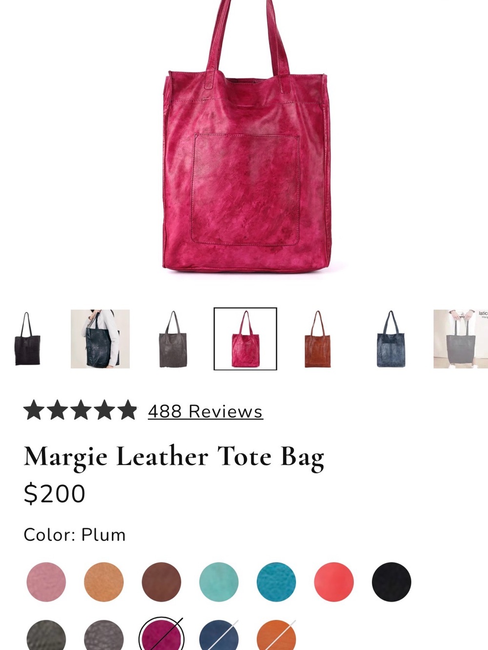 latico Plum Leather Tote Bag